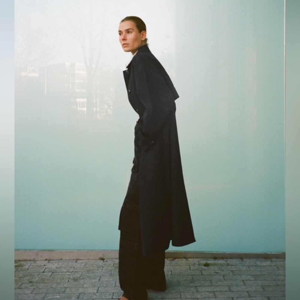Zara ZW COLLECTION OVERSIZED WATER REPELLENT TRENCH COAT. Black. Size XS. NWT. - Picture 2 of 15